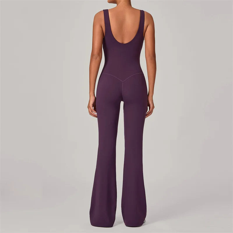 Sports Flare Jumpsuit Yoga High Strength Sportswear Fitness