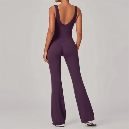 Sports Flare Jumpsuit Yoga High Strength Sportswear Fitness