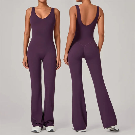 Sports Flare Jumpsuit Yoga High Strength Sportswear Fitness