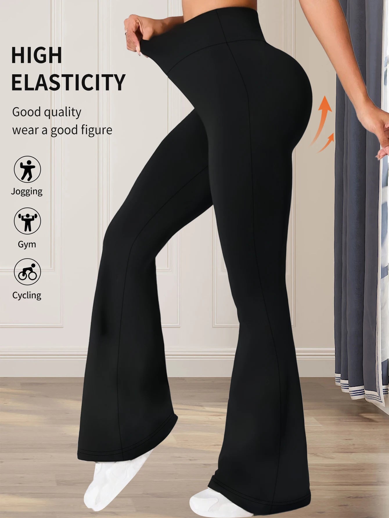 Women's high waisted tight fitting flared pants