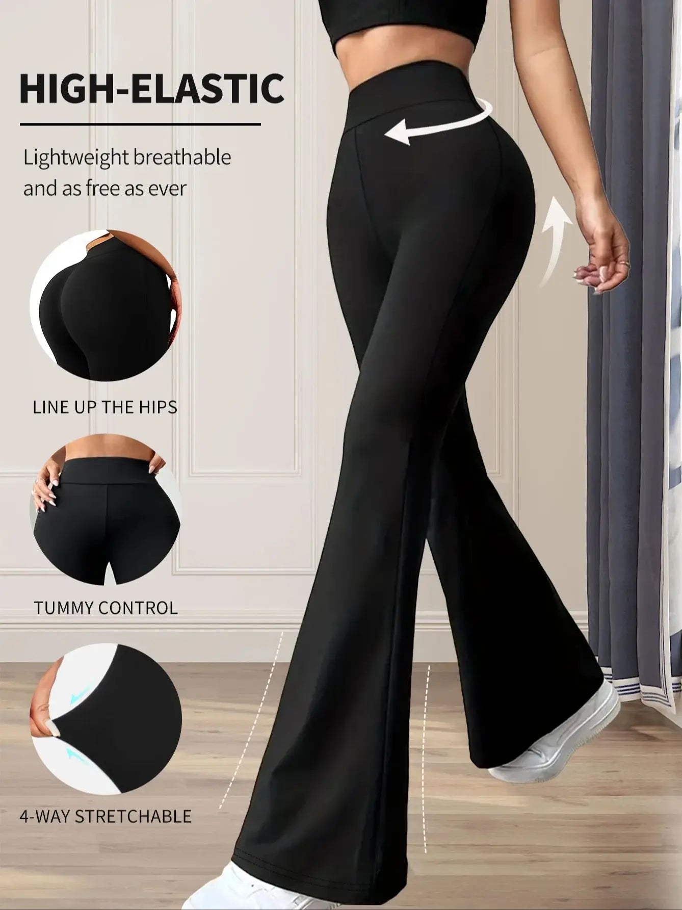 Women's high waisted tight fitting flared pants