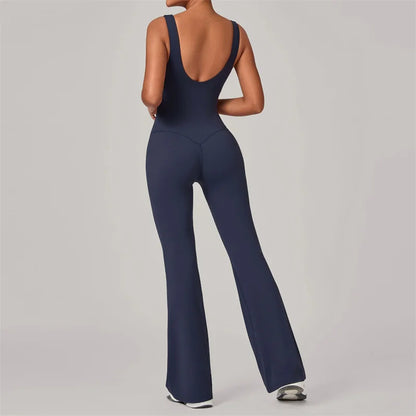 Sports Flare Jumpsuit Yoga High Strength Sportswear Fitness