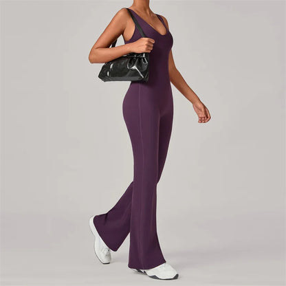 Sports Flare Jumpsuit Yoga High Strength Sportswear Fitness
