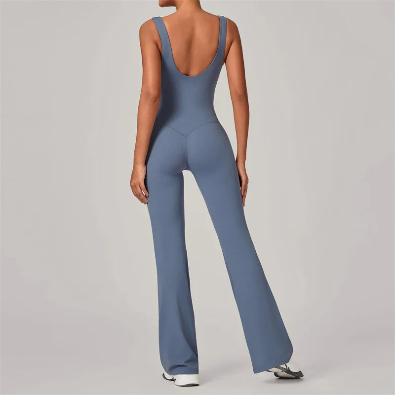 Sports Flare Jumpsuit Yoga High Strength Sportswear Fitness