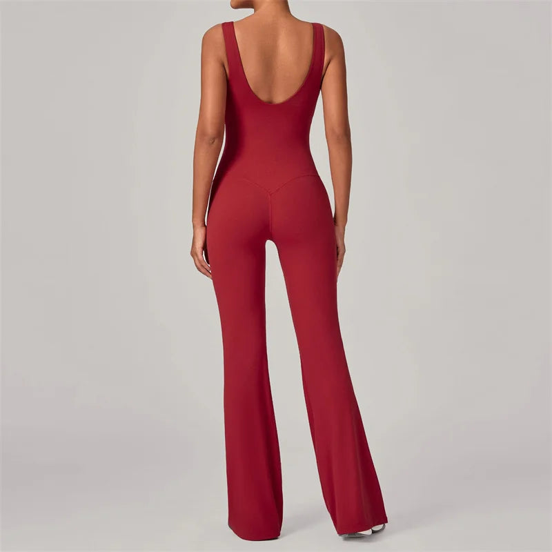 Sports Flare Jumpsuit Yoga High Strength Sportswear Fitness