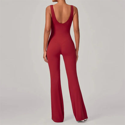 Sports Flare Jumpsuit Yoga High Strength Sportswear Fitness
